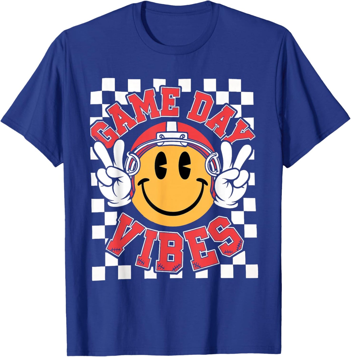 Funny Football Face American Football Game Day Vibes Sport T-Shirt - T-Shirt | Royal