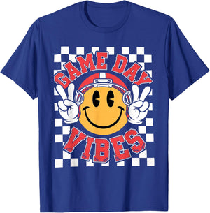 Funny Football Face American Football Game Day Vibes Sport T-Shirt - T-Shirt | Royal