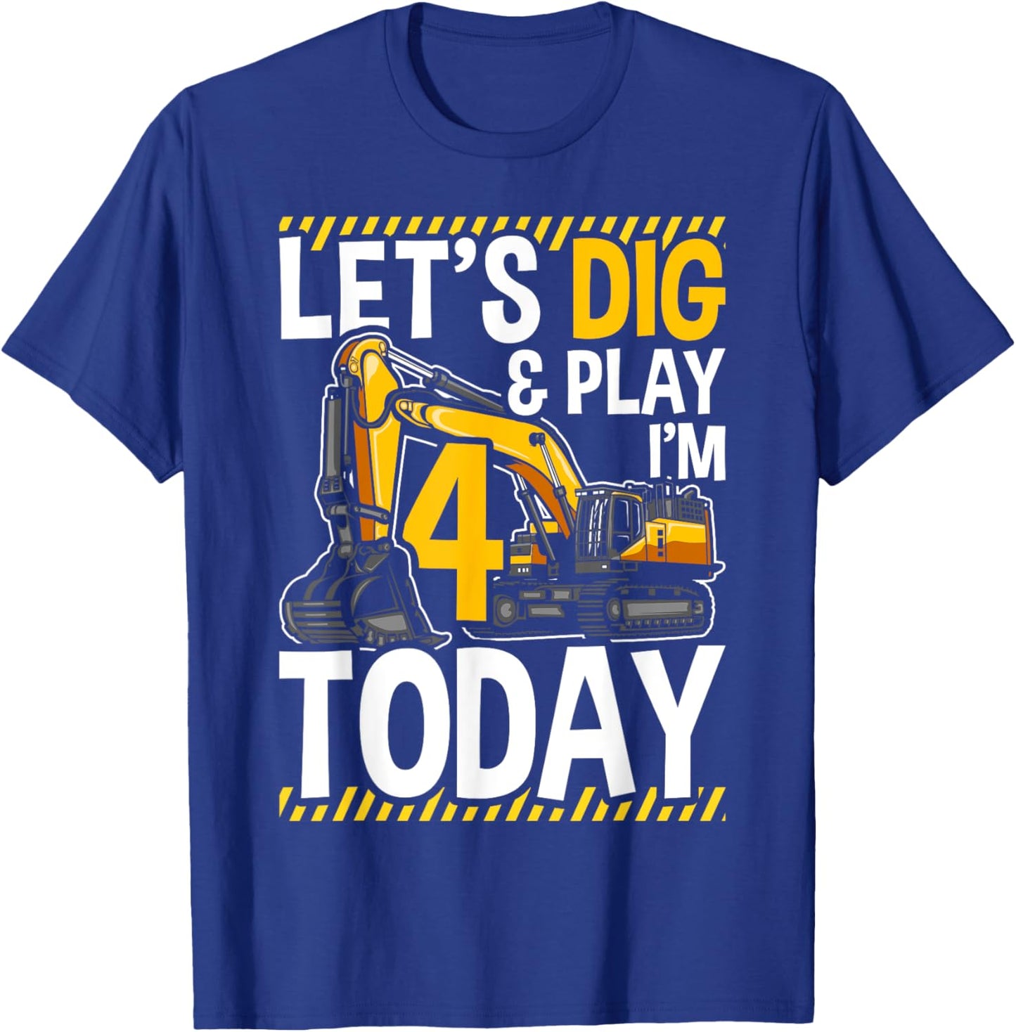 Birthday Boy 4 Construction 4th Birthday Excavator Birthday T-Shirt - T-Shirt | Royal