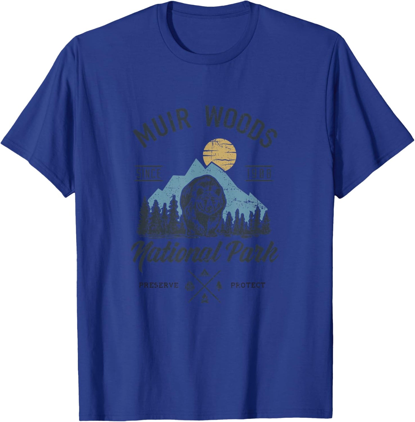 Vintage Muir Woods National Park Hiking Camping Shirt T-Shirt - T-Shirt | Royal