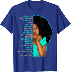 Girls Black Pride Self Care Black Girl Affirmations Kids T-Shirt - T-Shirt | Royal