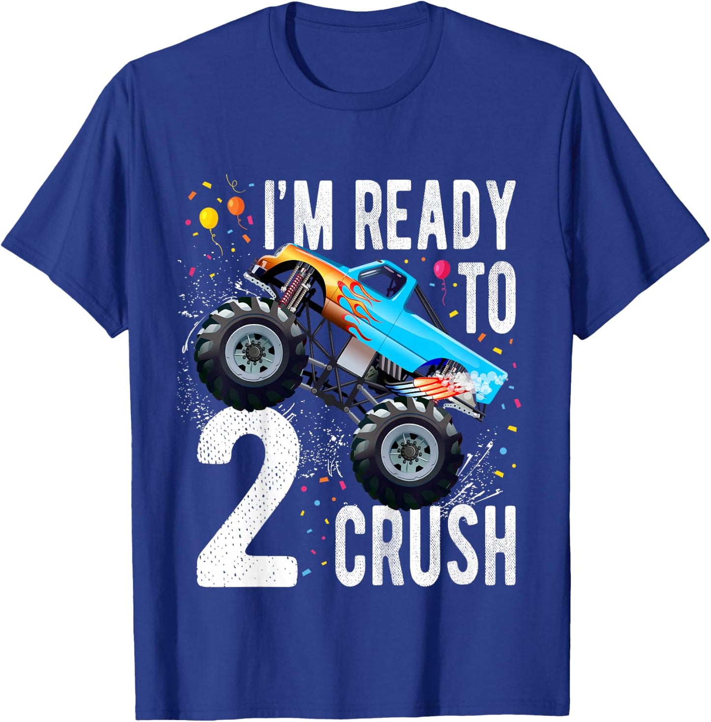 Kids 2nd Birthday Boy Monster Truck 2 Year Old Matching Family T-Shirt - T-Shirt | Royal