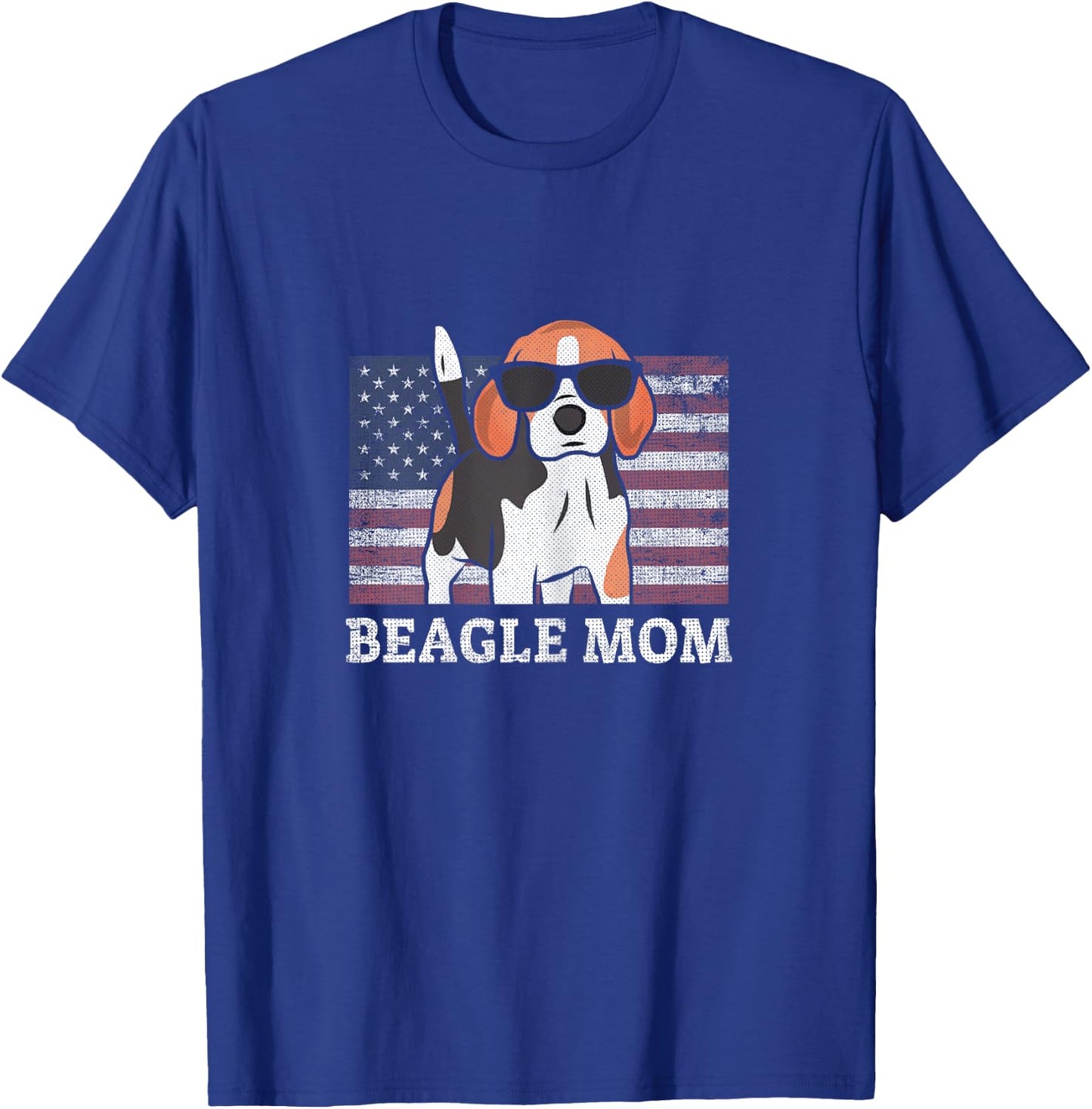 Beagle Mom American Flag 4th of July Patriotic USA Design Women T-Shirt - T-Shirt | Royal