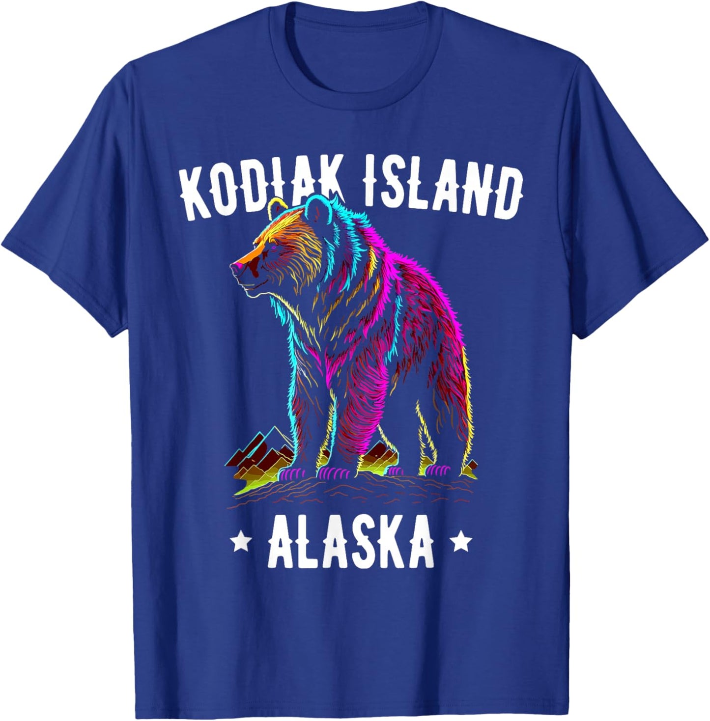 Kodiak Island Alaska USA Grizzly Bear Design T-Shirt - T-Shirt | Royal