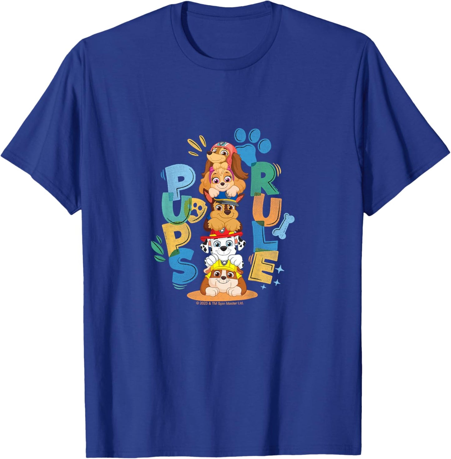Kids PAW Patrol Pups Rule Cute Colorful Group Shot T-Shirt - T-Shirt | Royal