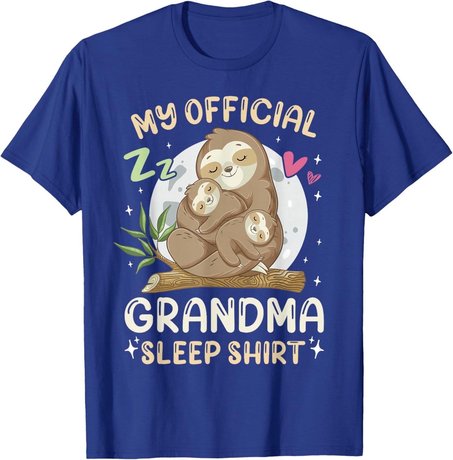 Official Grandma Sleep Shirt, Mother's Day Sloths Family T-Shirt - T-Shirt | Royal