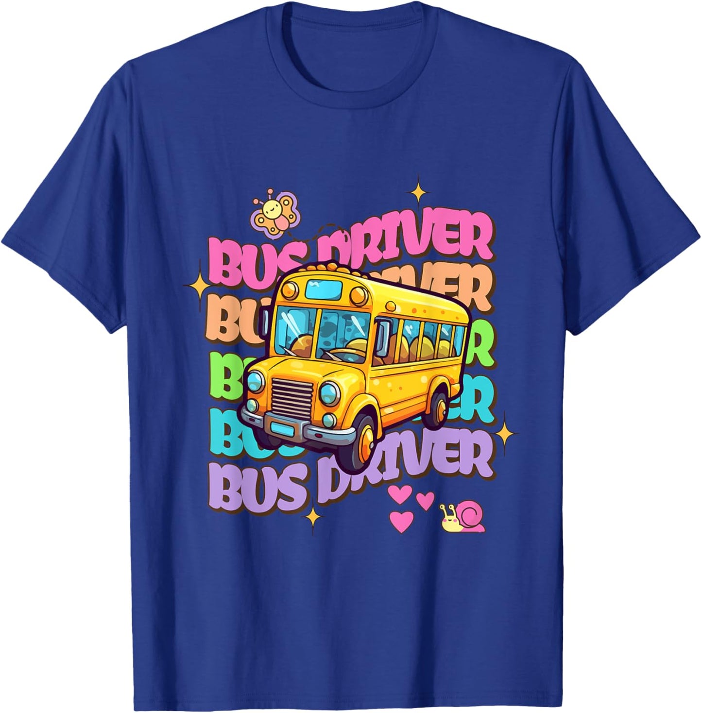 School Bus Driver Groovy Retro Back To School T-Shirt - T-Shirt | Royal