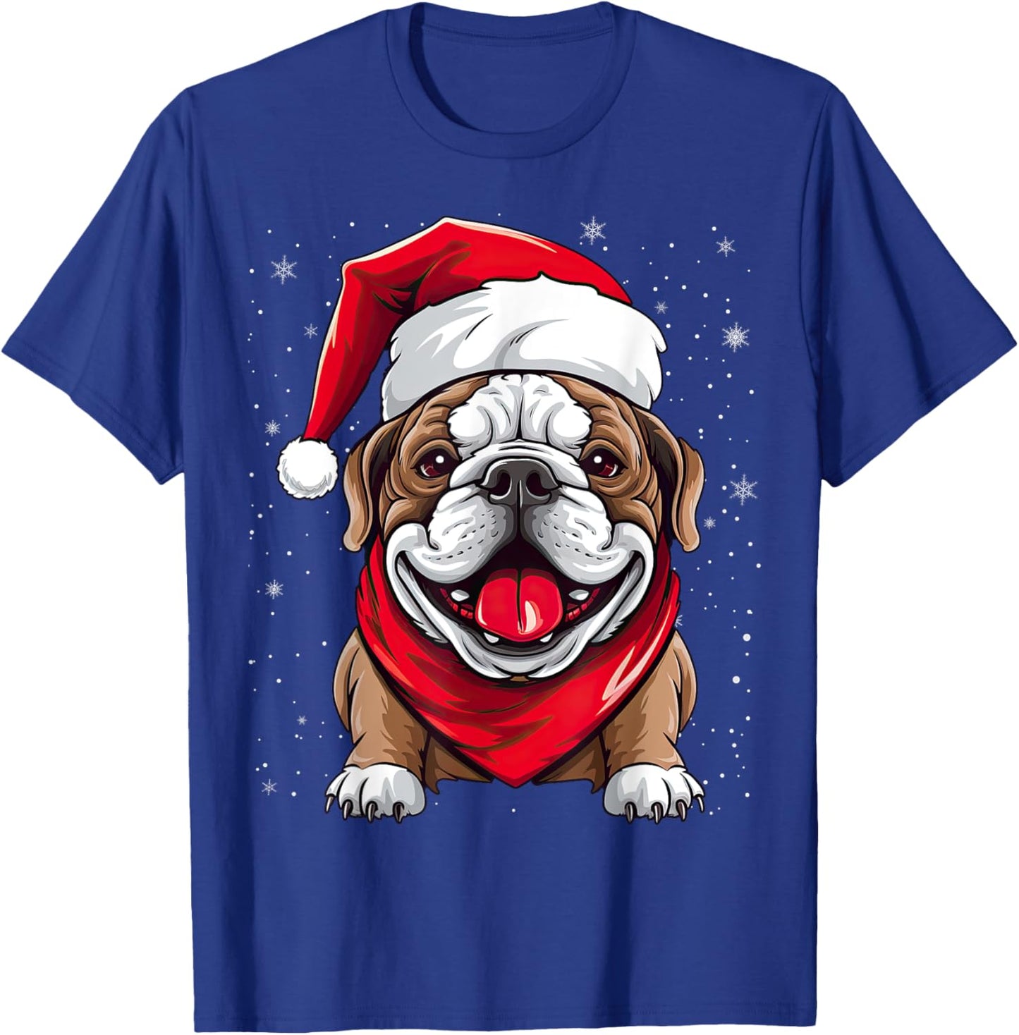 English Bulldog Santa Hat Christmas Party Women Kids T-Shirt - T-Shirt | Royal