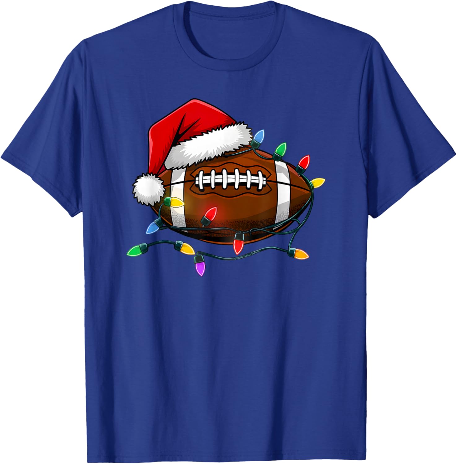 Christmas Football with Santa Hat Christmas Football Player T-Shirt - T-Shirt | Royal