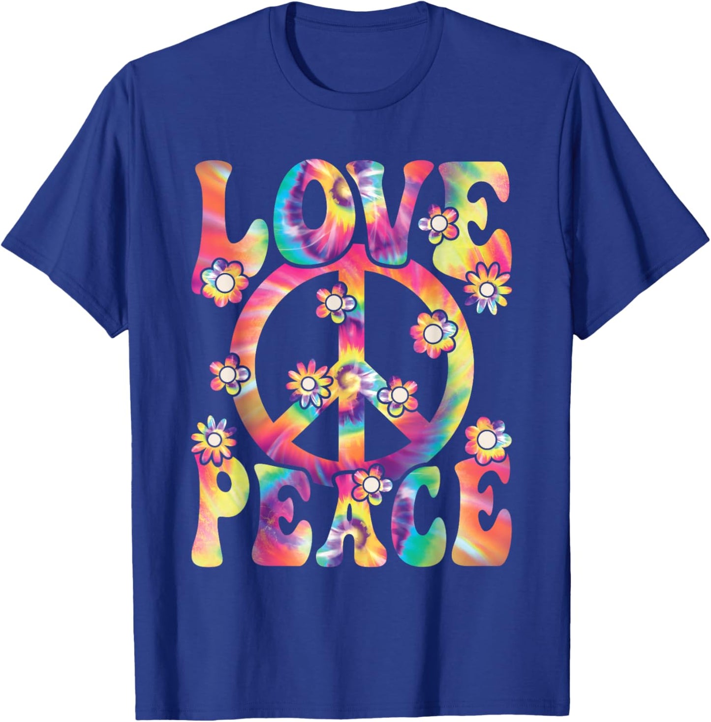 Love Peace Sign 60s 70s Outfit Hippie Costume Women Girls T-Shirt - T-Shirt | Royal
