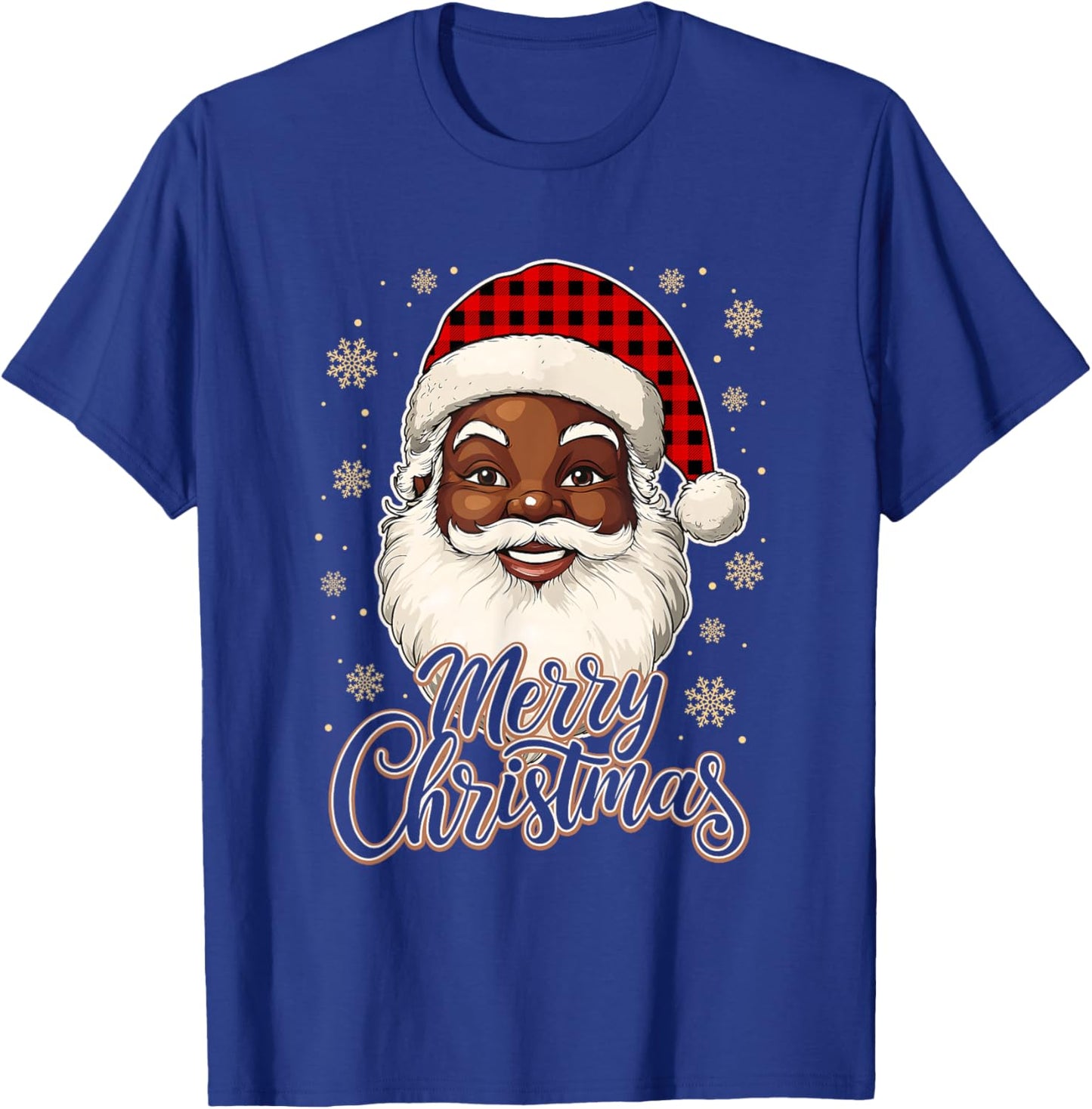 Black African American Christmas Santa Claus Afro Santa Men T-Shirt - T-Shirt | Royal