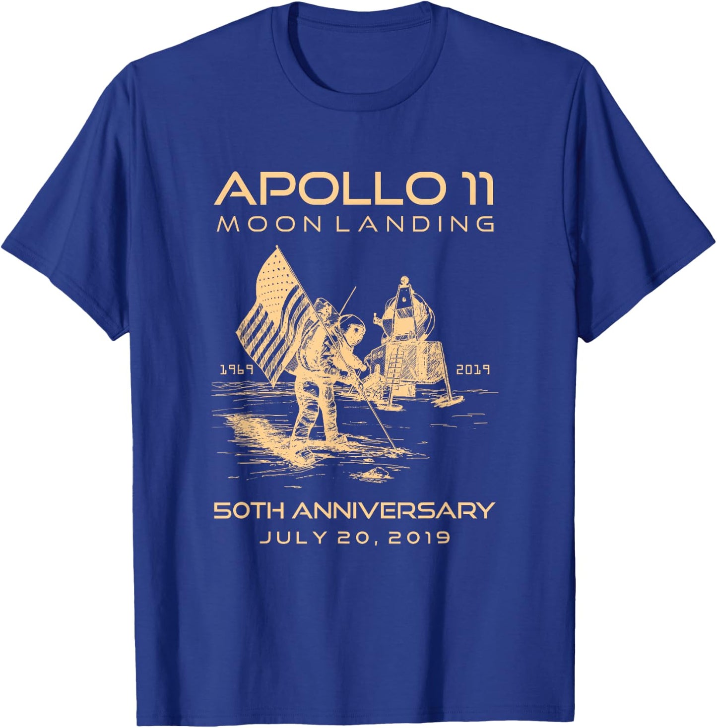 Apollo 11 Moon Landing 50th Anniversary Space 1969 2019 July T-Shirt - T-Shirt | Royal