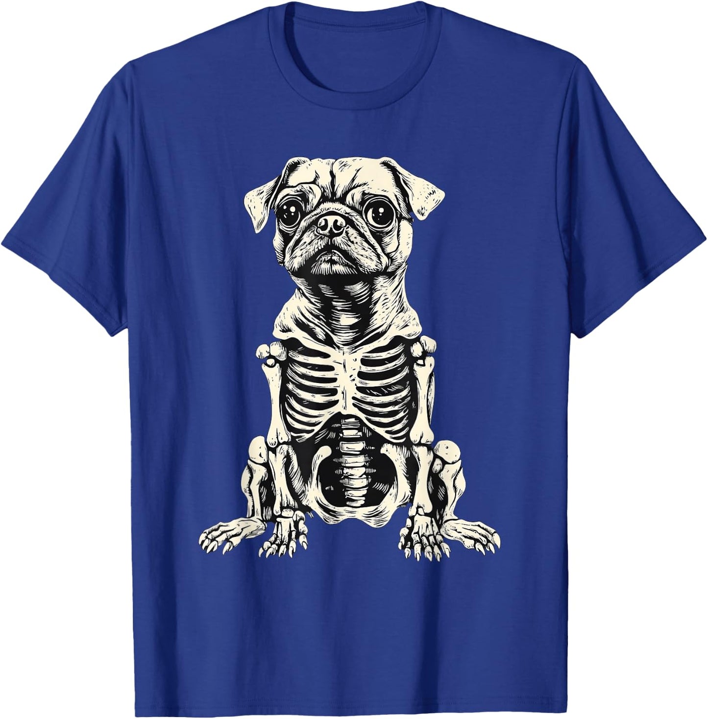 Dog Pug Skeleton Halloween Women Kids T-Shirt - T-Shirt | Royal