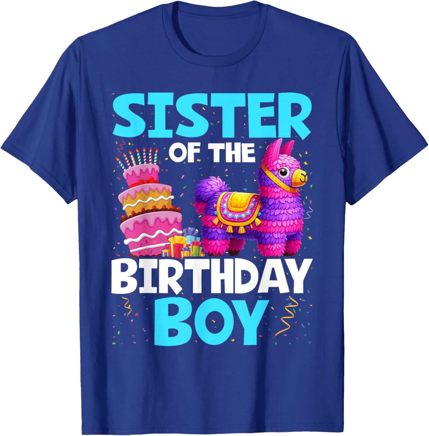 Sister Of The Birthday Boy Llama Family Party Decorations T-Shirt - T-Shirt | Royal
