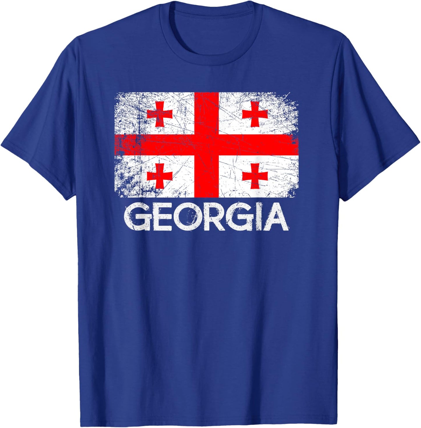 Georgian Flag | Vintage Made In Georgia Gift T-Shirt - T-Shirt | Royal