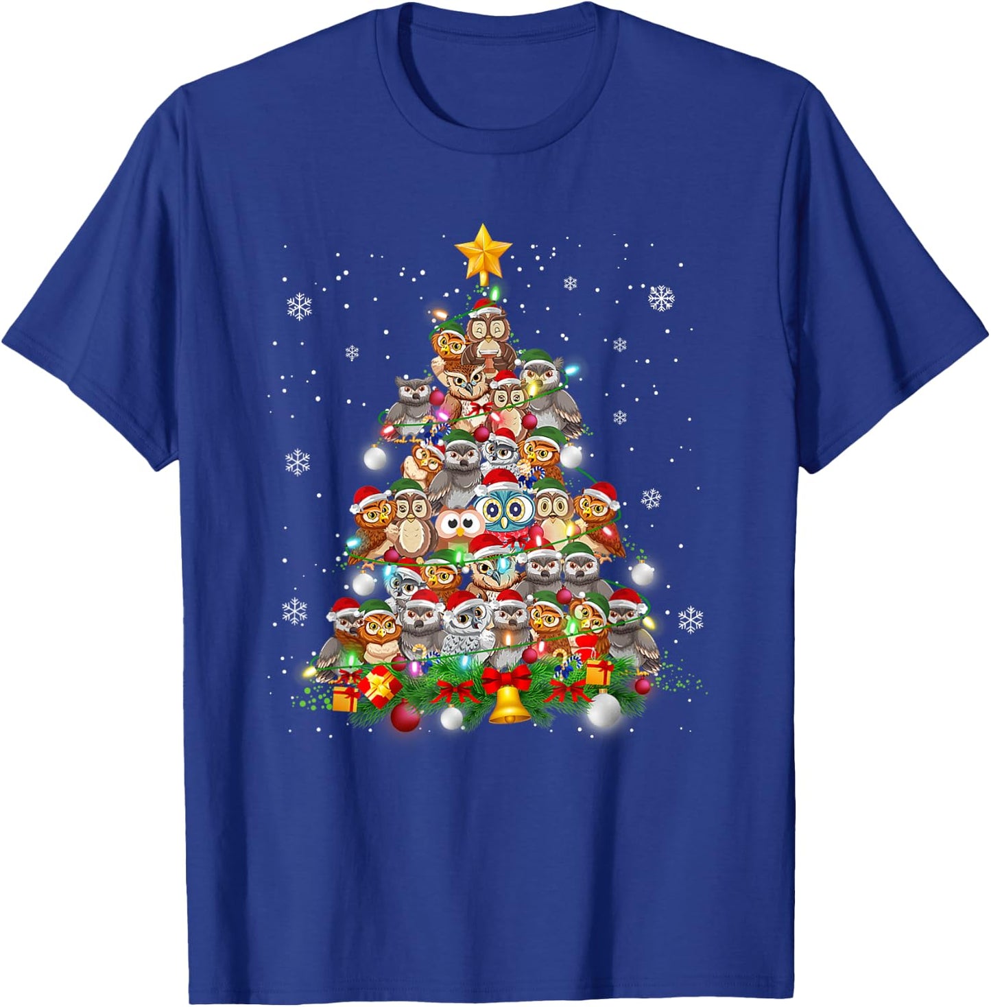 Funny Cute Cute Owls Christmas Tree Xmas Pajamas Gift T-Shirt - T-Shirt | Royal