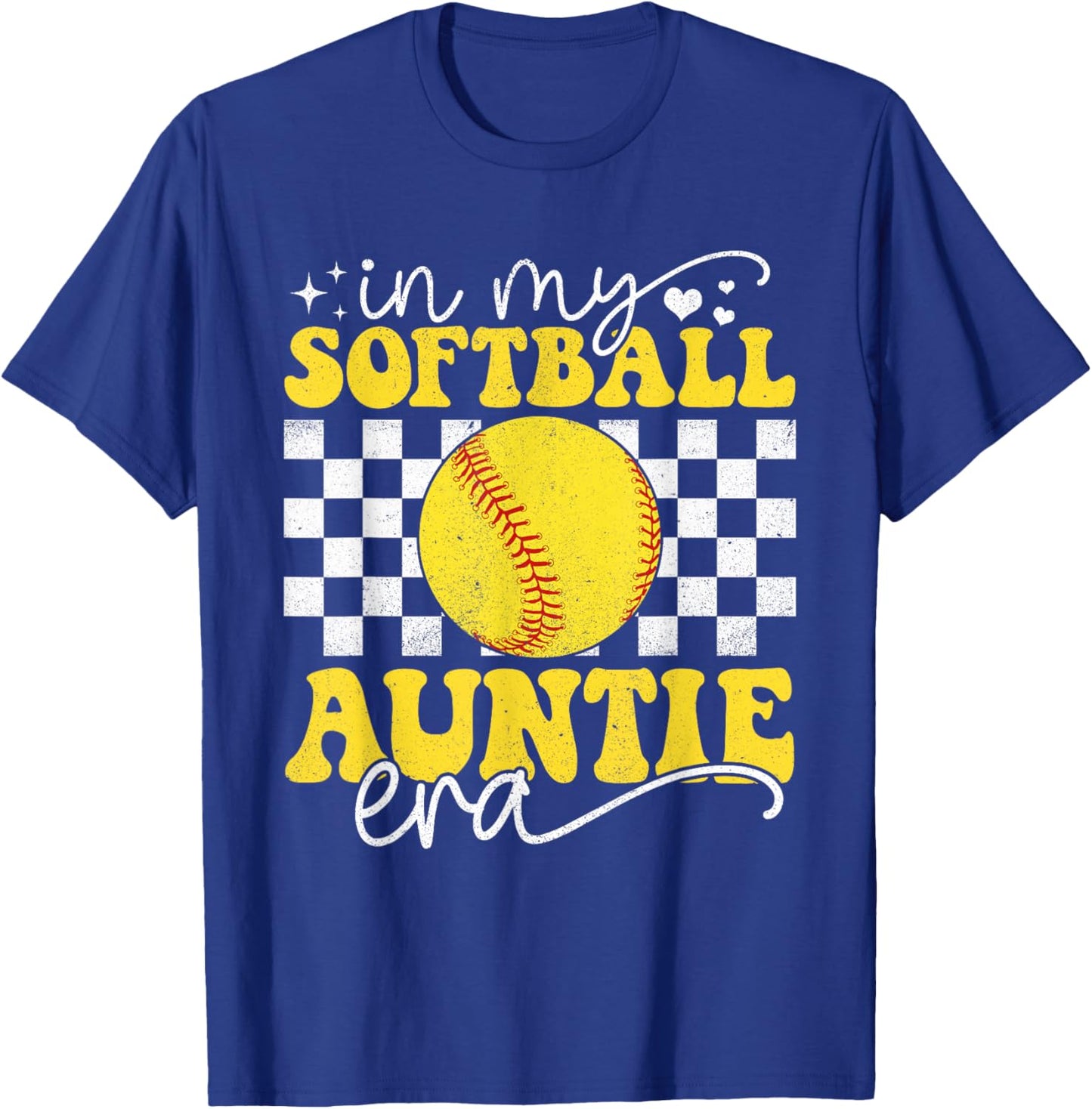 In My Softball Auntie Era Groovy Retro Proud Softball Auntie T-Shirt - T-Shirt | Royal