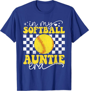 In My Softball Auntie Era Groovy Retro Proud Softball Auntie T-Shirt - T-Shirt | Royal