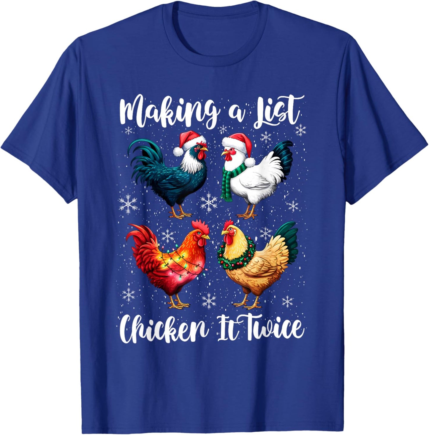Christmas Chicken Lover Xmas Santa Hat Funny Farm T-Shirt - T-Shirt | Royal
