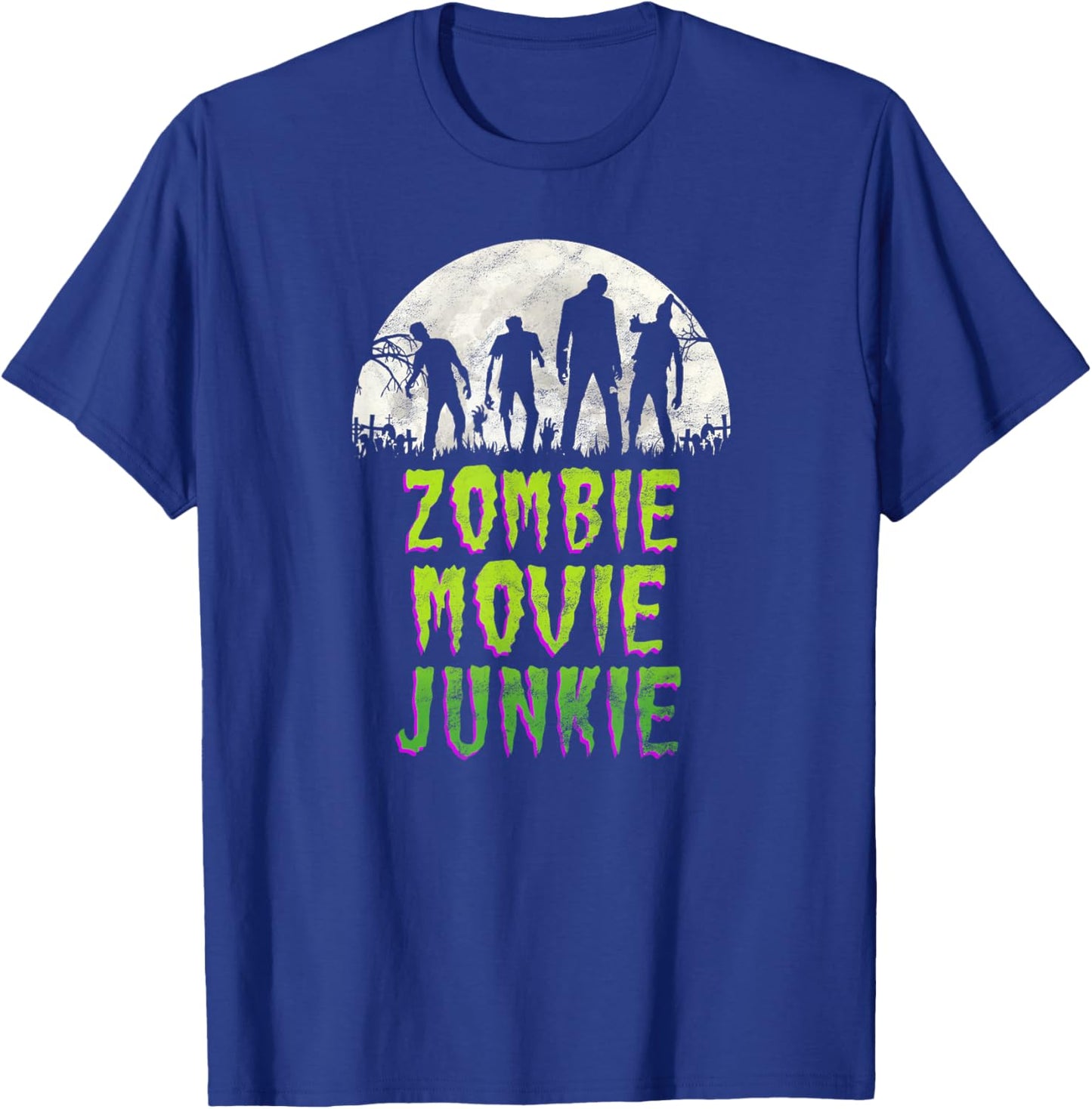 Vintage Horror Zombie Movie Junkie Retro 80s Films T-Shirt - T-Shirt | Royal
