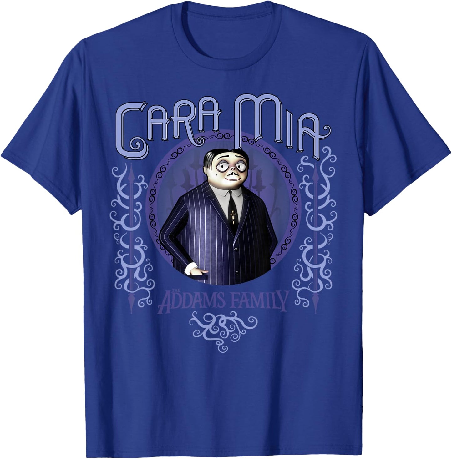 Addams Family Gomez Addams Cara Mia Portrait Logo T-Shirt - T-Shirt | Royal