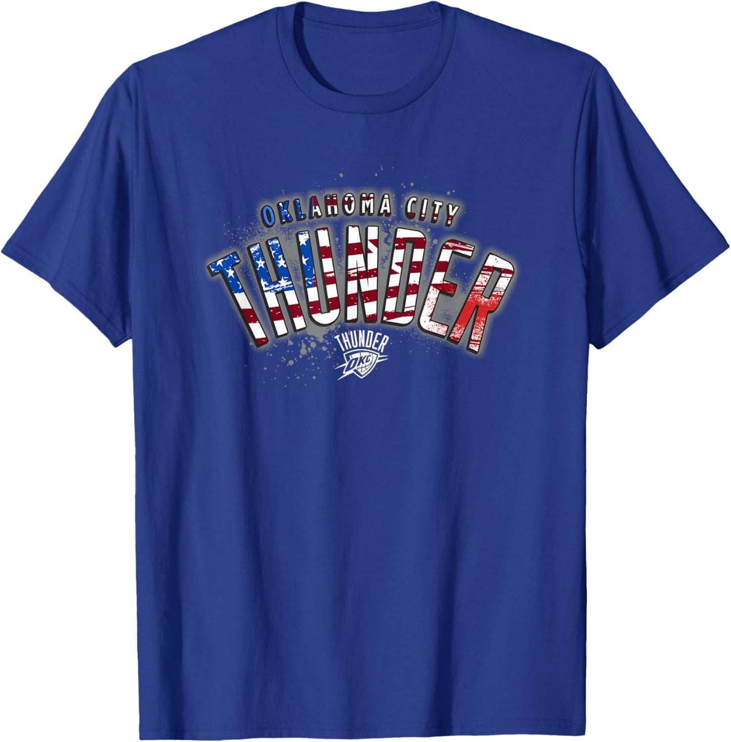 NBA Oklahoma City Thunder American Flag Distressed Paint T-Shirt - T-Shirt | Royal