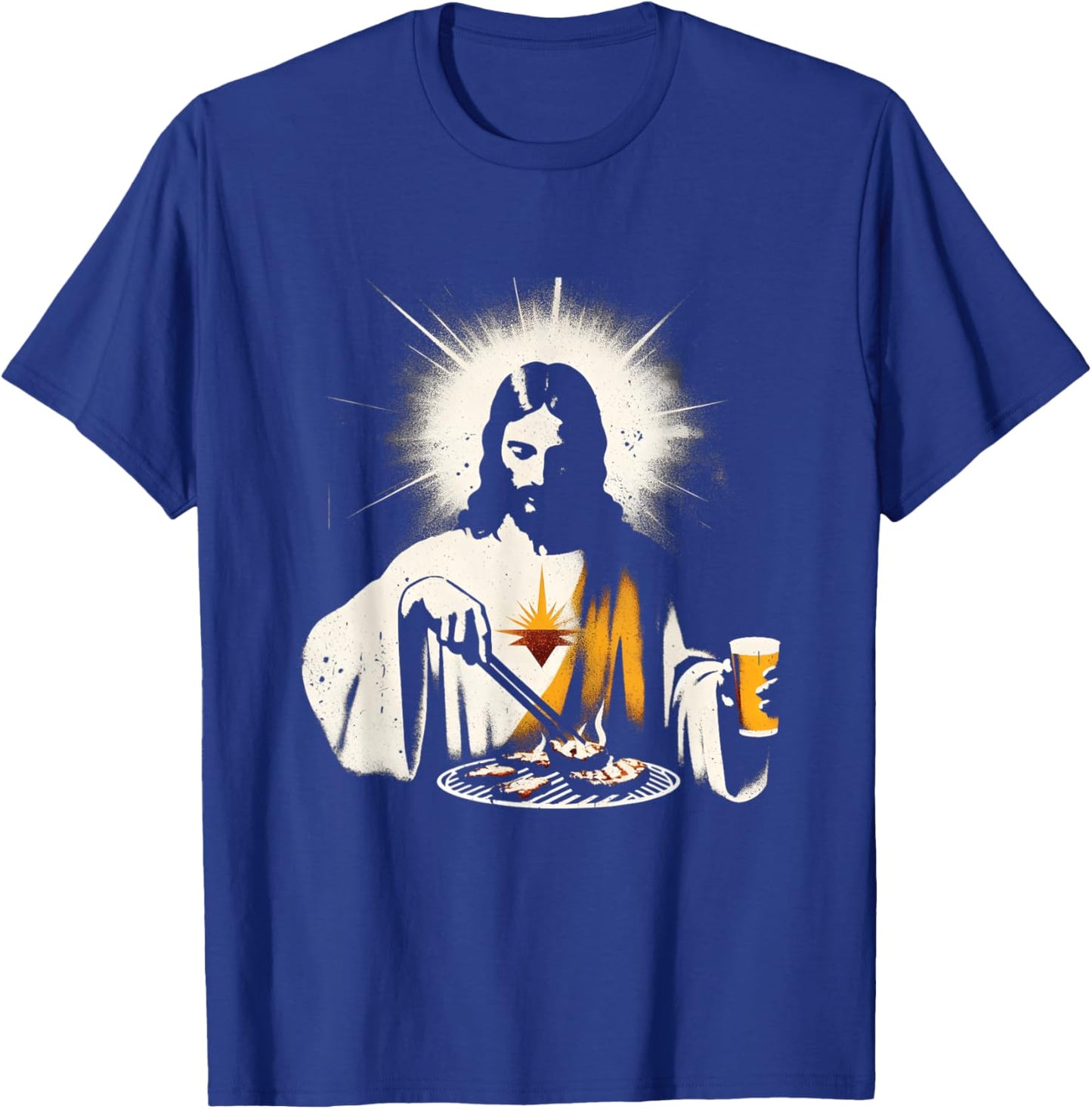 Jesus BBQ And Beer - Funny Christian Religious Barbecue T-Shirt - T-Shirt | Royal