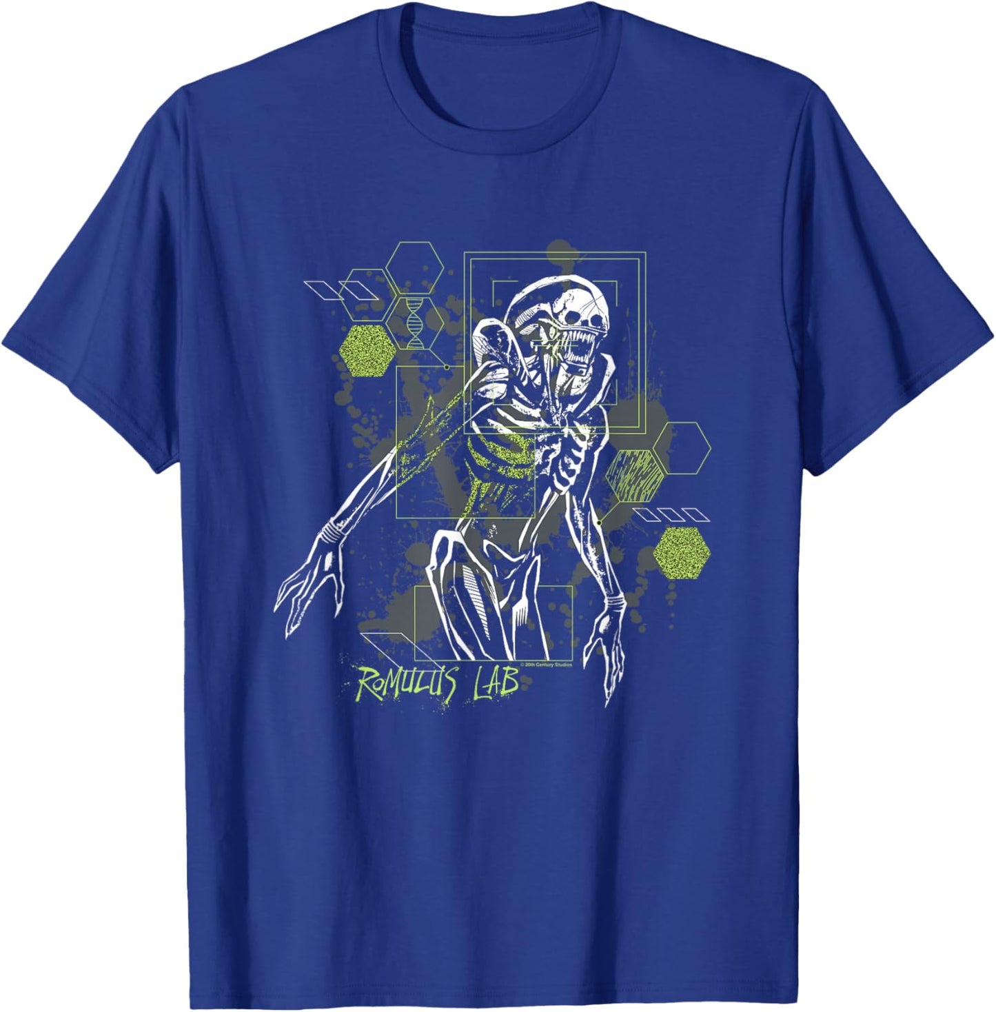 Alien: Romulus Distressed Neon Romulus Lab Schematic T-Shirt - T-Shirt | Royal