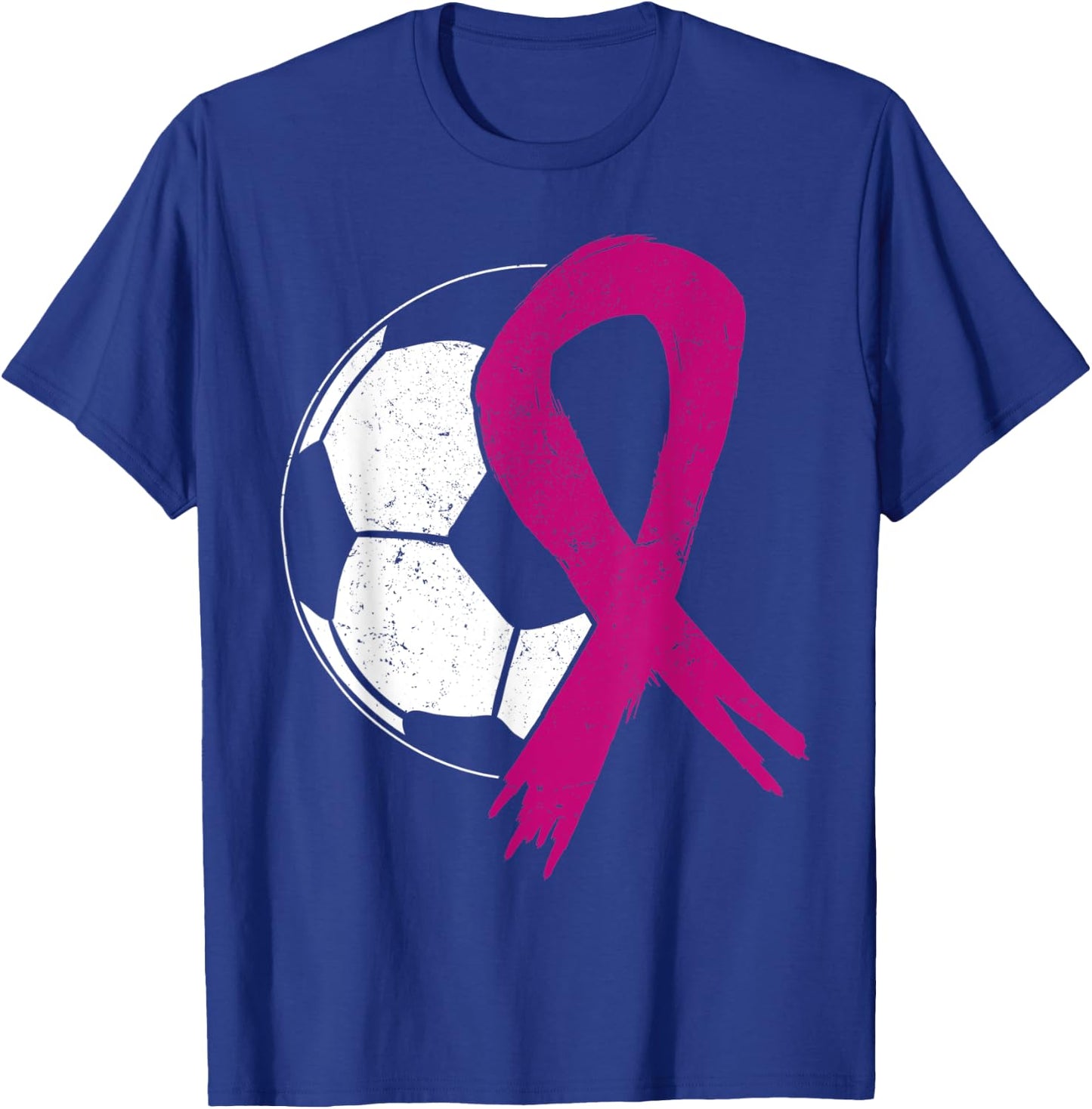 Breast Cancer Soccer Ball Pink Ribbon Carcinomas Sport Kick T-Shirt - T-Shirt | Royal