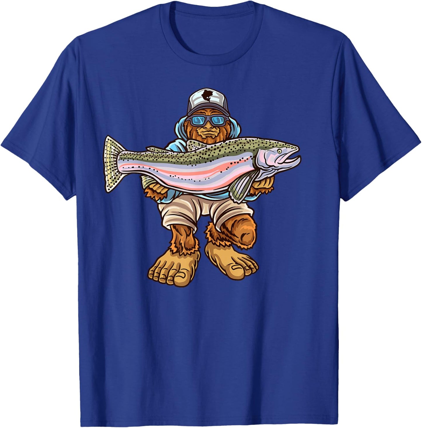 Steelhead Fishing Bigfoot Trout River Fisherman T-Shirt - T-Shirt | Royal