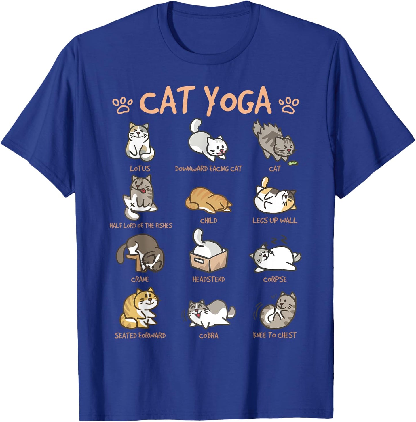 Cat Yoga Poses Cats Practicing Mindfulness Meditation Kitten T-Shirt - T-Shirt | Royal