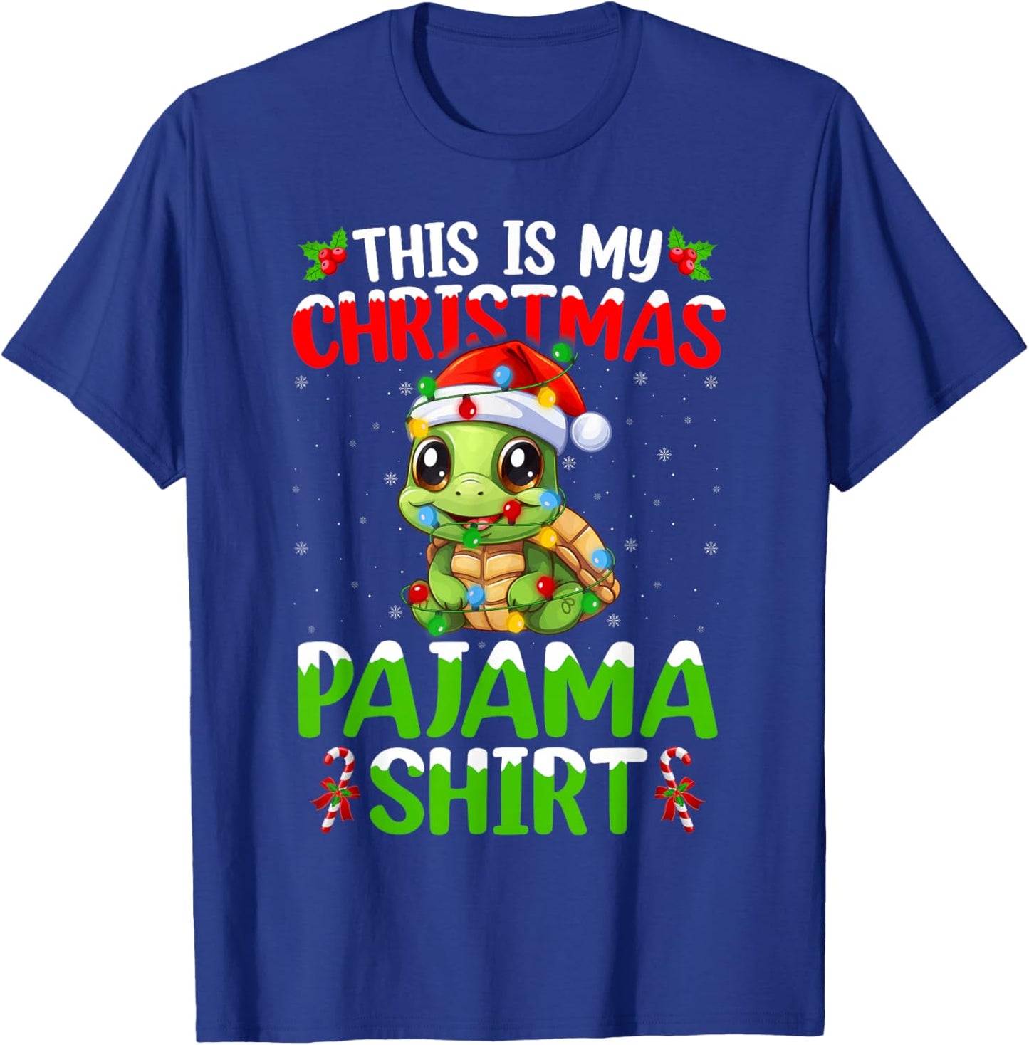 This Is My Turtle Christmas Pajama Lights Turtle Xmas T-Shirt - T-Shirt | Royal