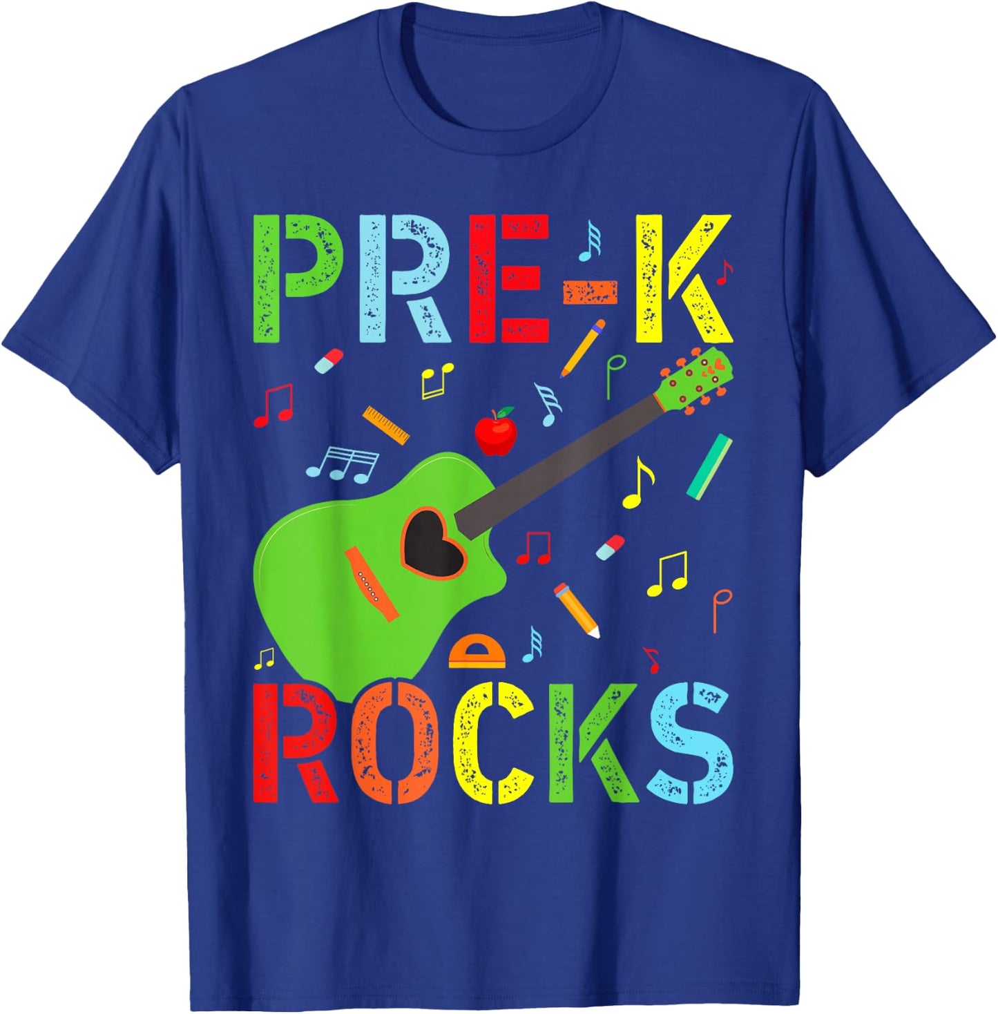 Hello Pre-K Rocks Teacher Team Vibes Rockstar T-Shirt - T-Shirt | Royal