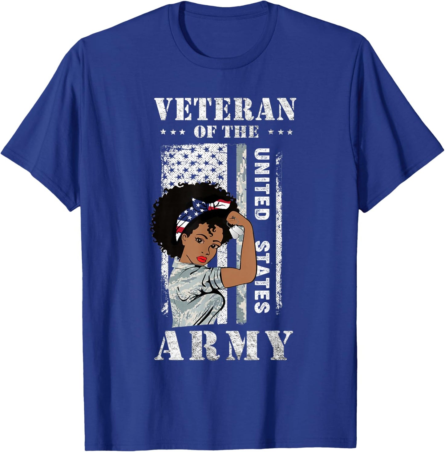 Veteran of The US Army, Proud Black Women Army Veteran T-Shirt - T-Shirt | Royal