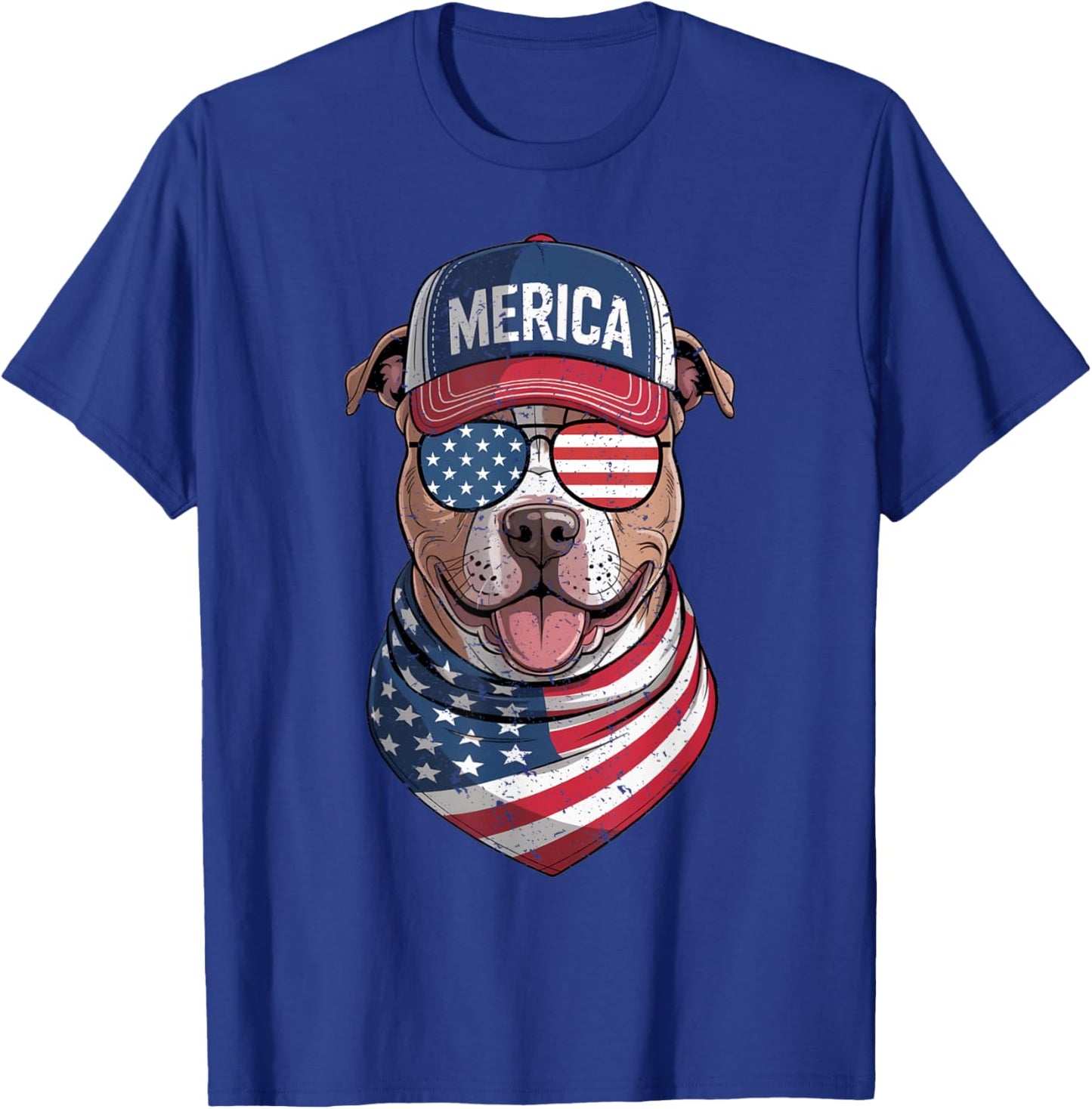 Pit Bull 4th of July US American Flag Pittie Dog Patriotic Men Women Kids T-Shirt - T-Shirt | Royal