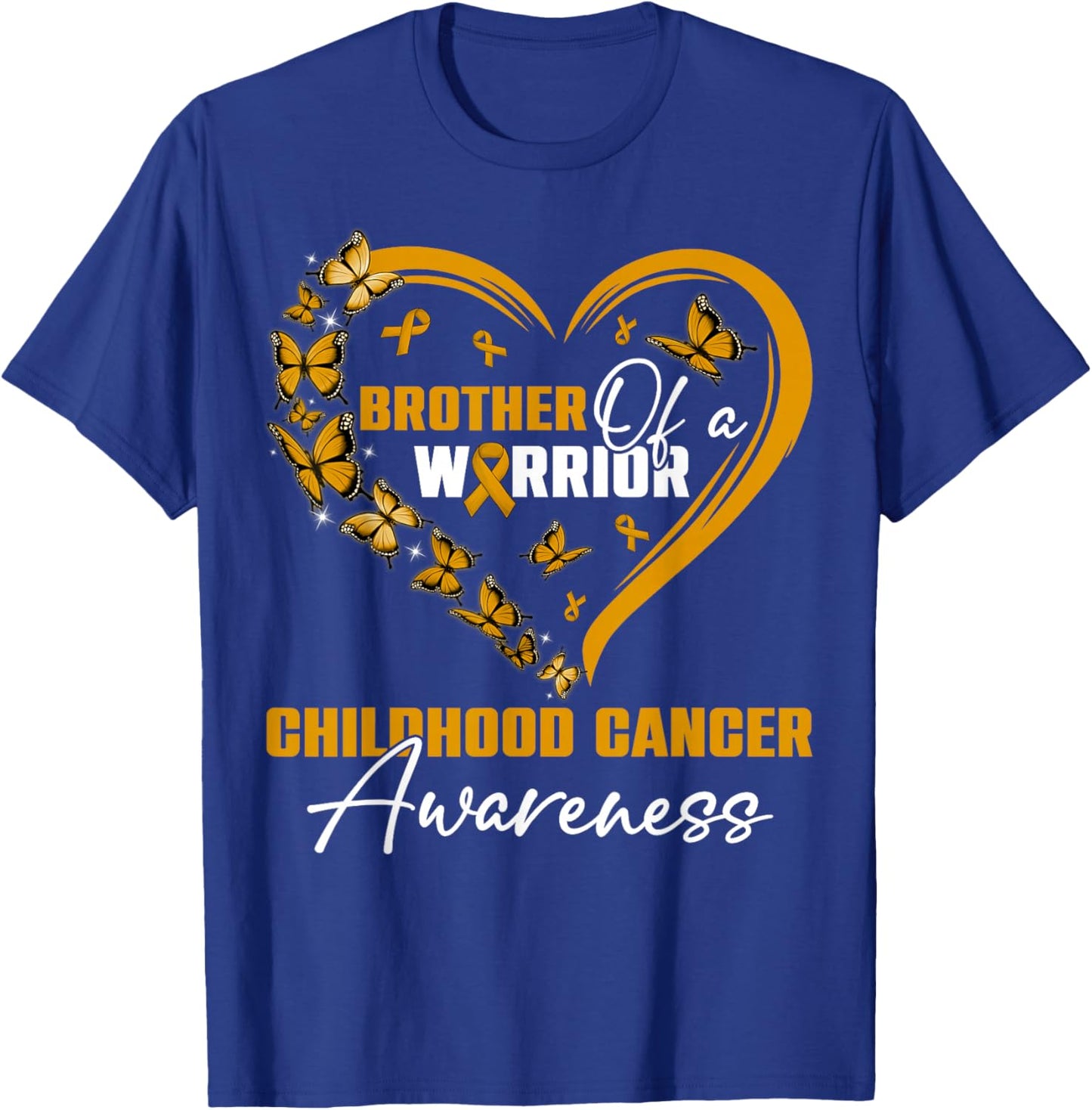 Brother Of A Warrior Childhood Cancer Awareness Day Gold Rib T-Shirt - T-Shirt | Royal