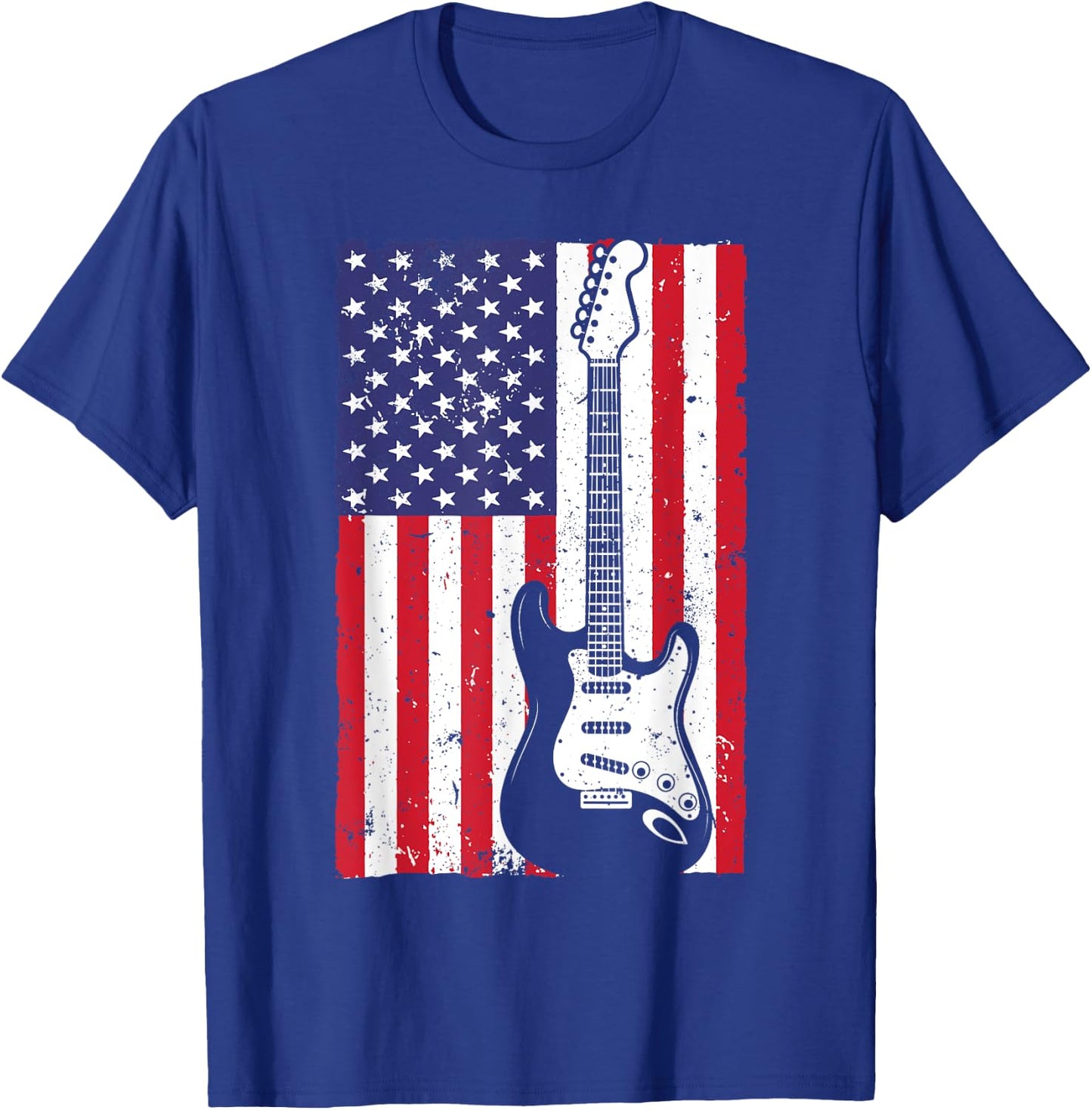 Cool American Flag Guitar Women Guitarist Music Rock T-Shirt - T-Shirt | Royal