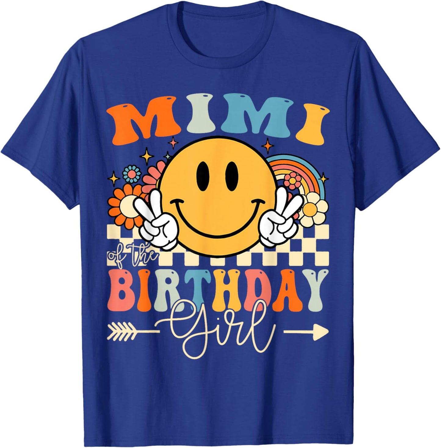 Mimi Of The Birthday Girl Groovy Retro Vintage T-Shirt - T-Shirt | Royal