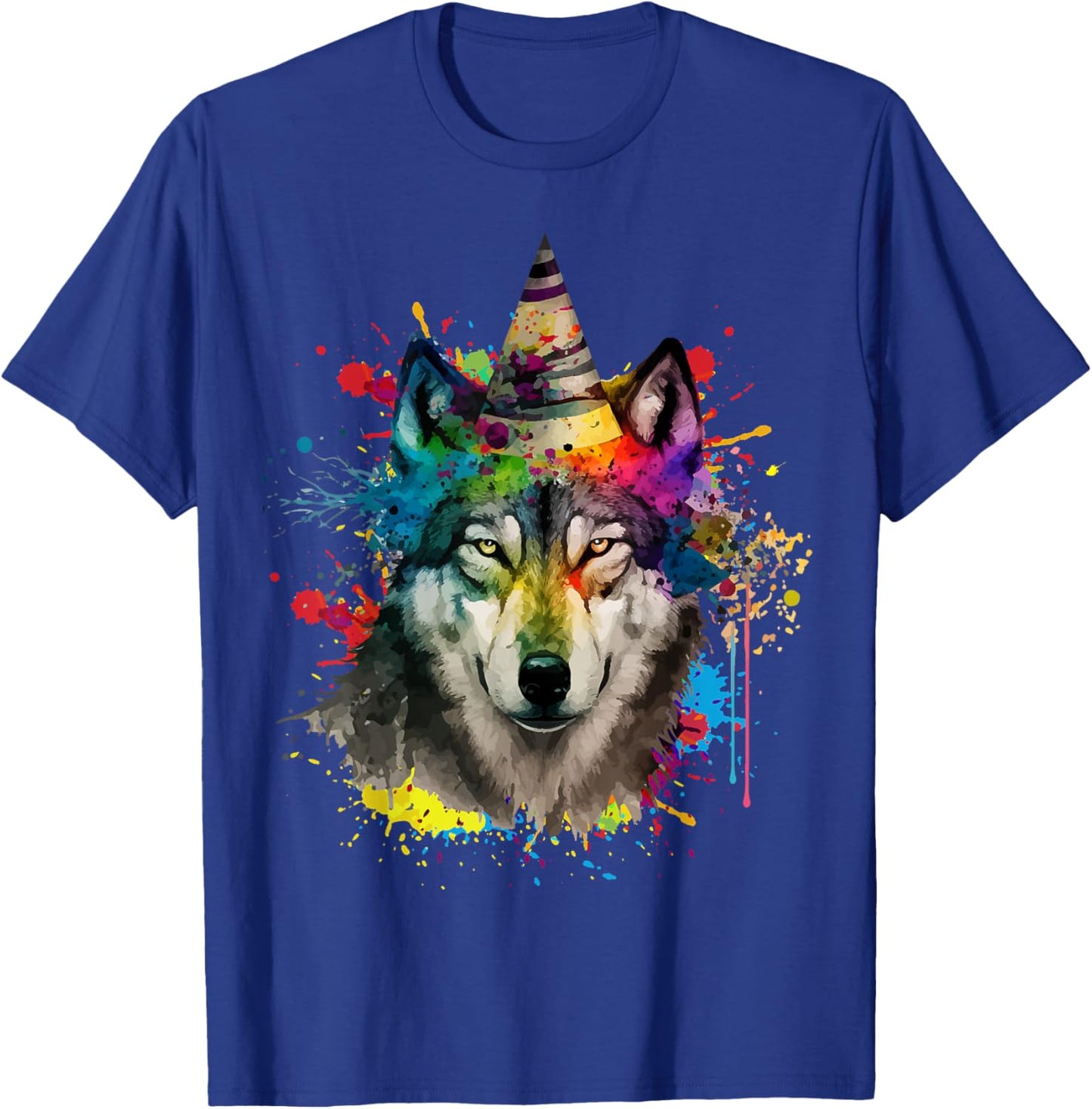 Wolf Birthday Themed Party Watercolor Painting Wolves Lover T-Shirt - T-Shirt | Royal