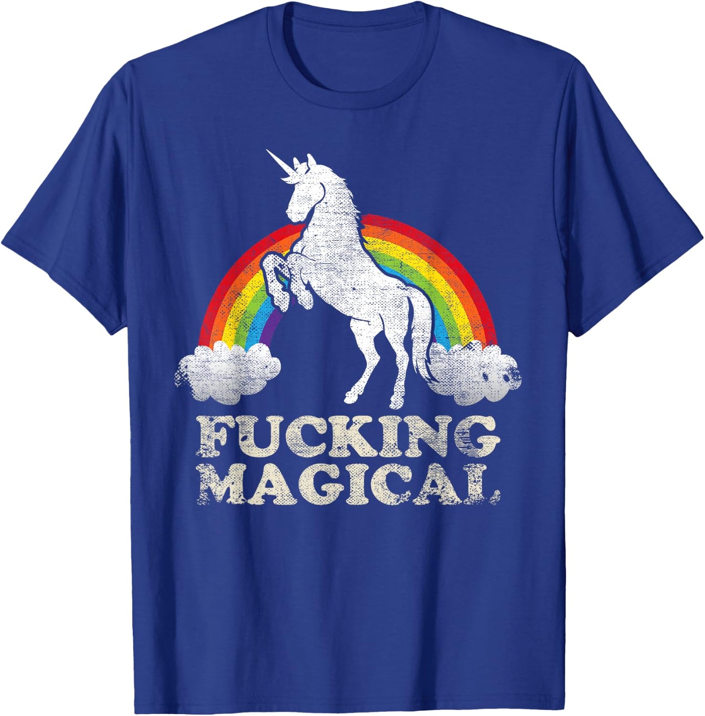 Funny Retro Adult Humour Fucking Magical Unicorn Rainbow T-Shirt - T-Shirt | Royal