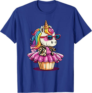 Unicorn Cupcake Cute Leopard Print Rainbow Unicorn Party , Small T-Shirt - T-Shirt | Royal