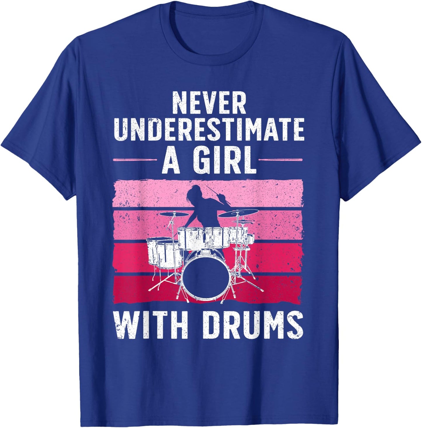 Funny Drummer Art For Girls Women Drumming Drum Set Drummer T-Shirt - T-Shirt | Royal