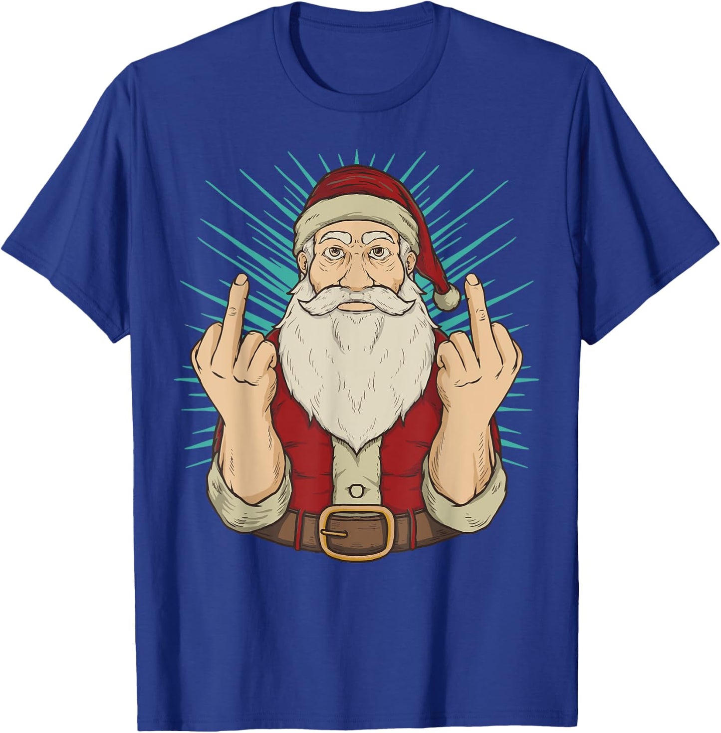 Flip Off Santa Claus Naughty Middle Finger Christmas X-Mas T-Shirt - T-Shirt | Royal
