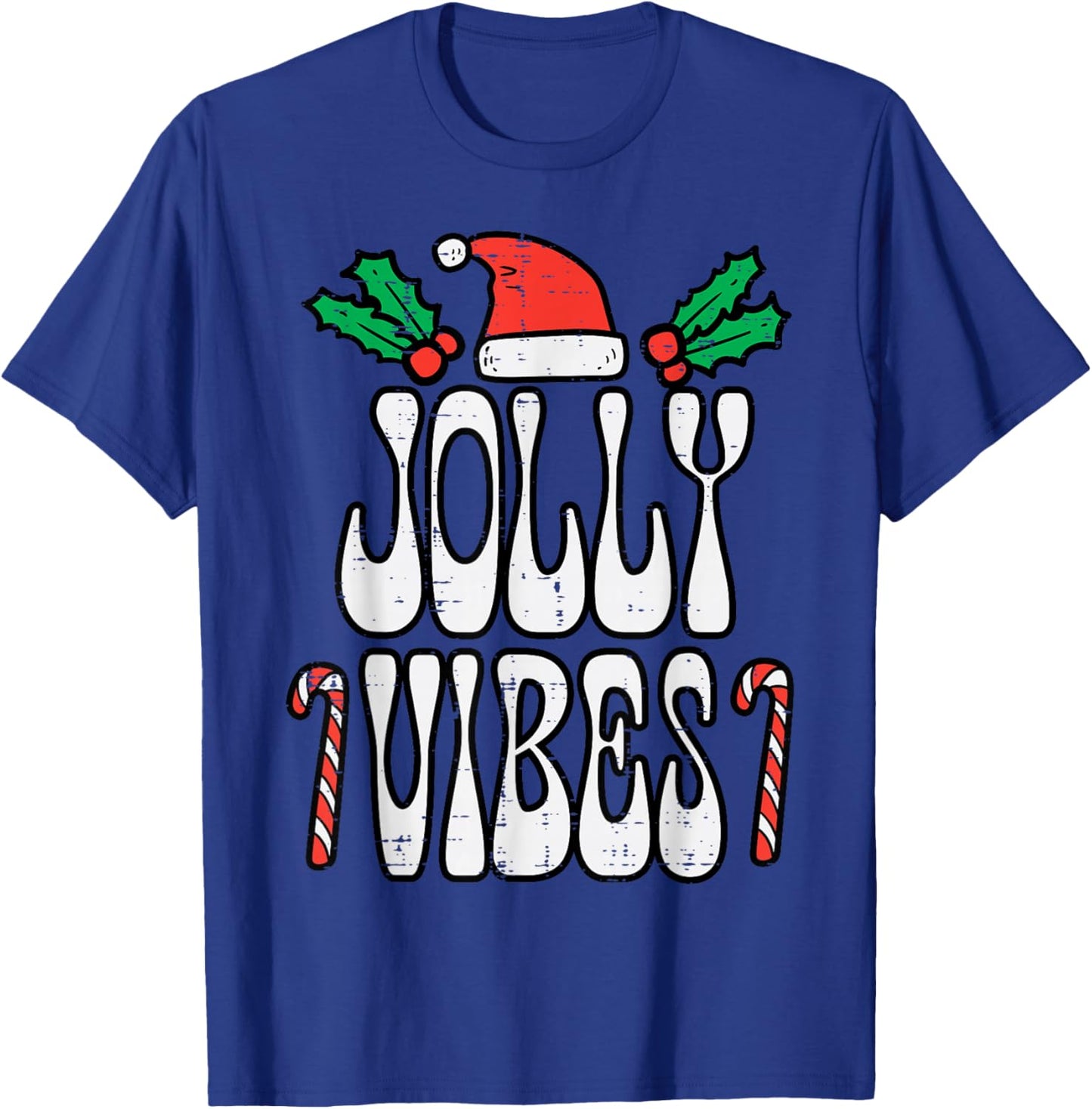 Christmas Jolly Vibes Retro Groovy Xmas Men Women Kids T-Shirt - T-Shirt | Royal
