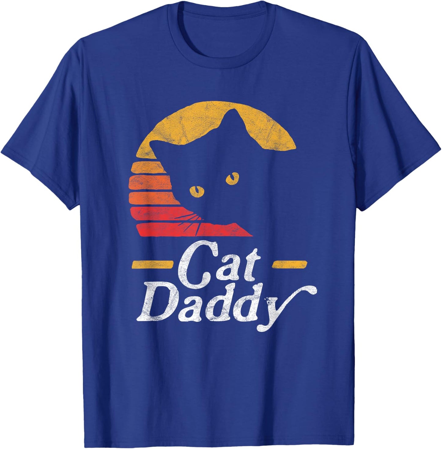 Cat Daddy Vintage Eighties Style Cat Retro Distressed T-Shirt - T-Shirt | Royal