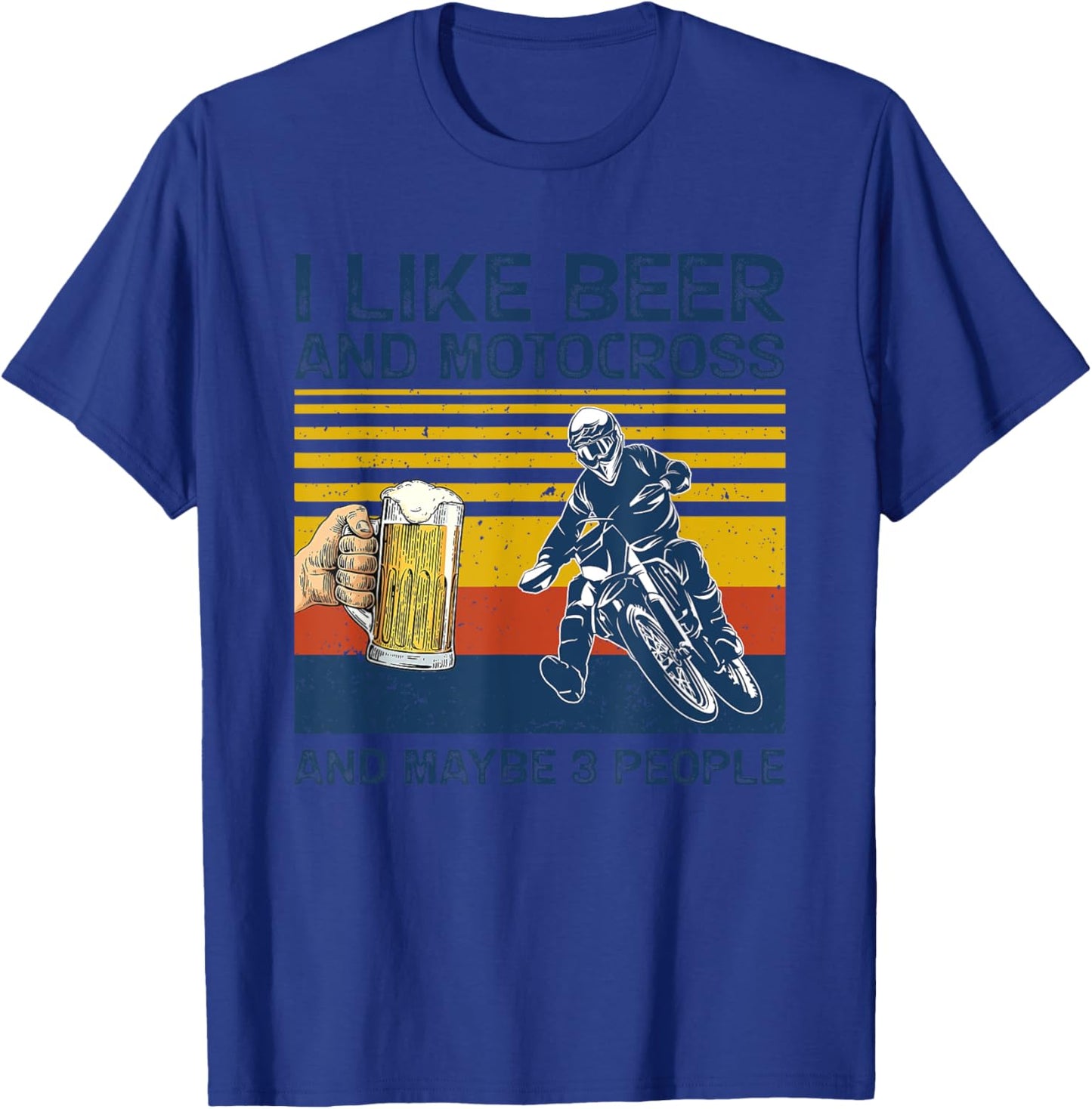 I Like Beer And Motocross And Maybe 3 People Vintage T-Shirt - T-Shirt | Royal