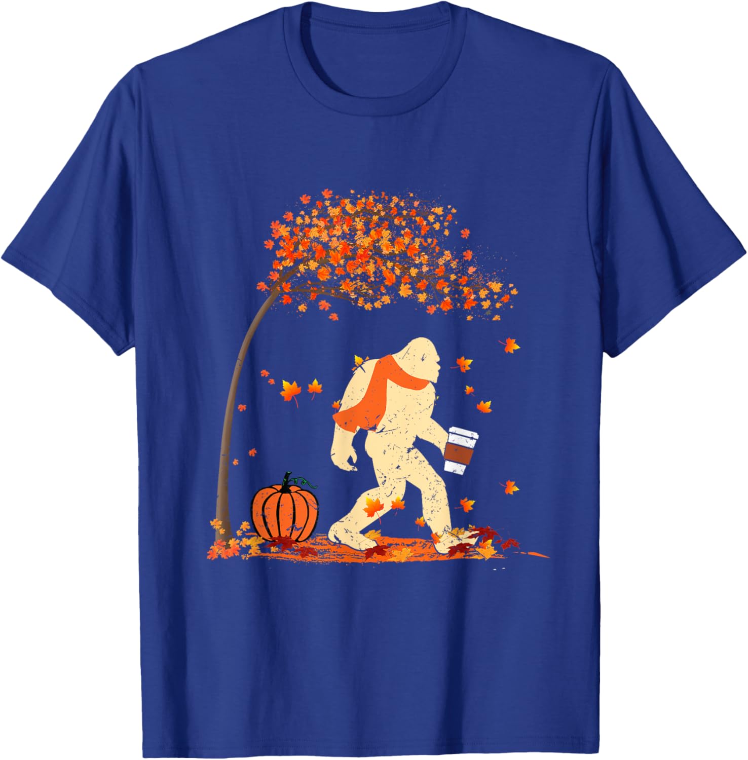 Ph Vintage Bigfoot Pumpkin Spice Costume Fall Tree Leaves T-Shirt - T-Shirt | Royal