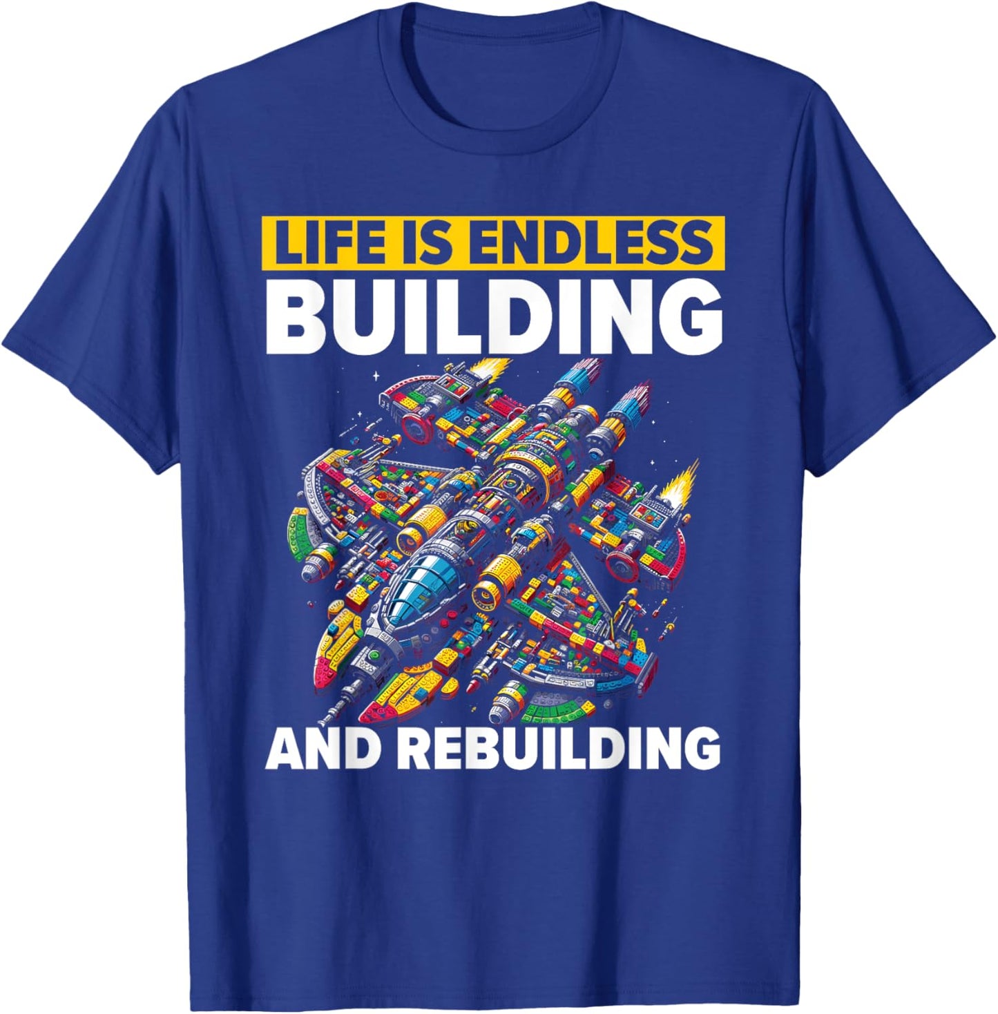 Master Builder Bricks Blocks Play Toys Building Blocks T-Shirt - T-Shirt | Royal