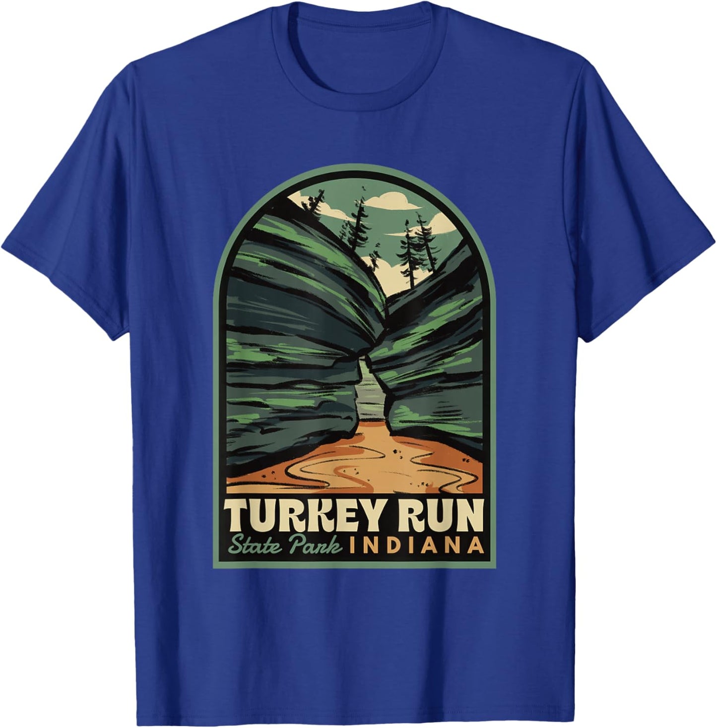 Turkey Run State Park Indiana Vintage Badge T-Shirt - T-Shirt | Royal