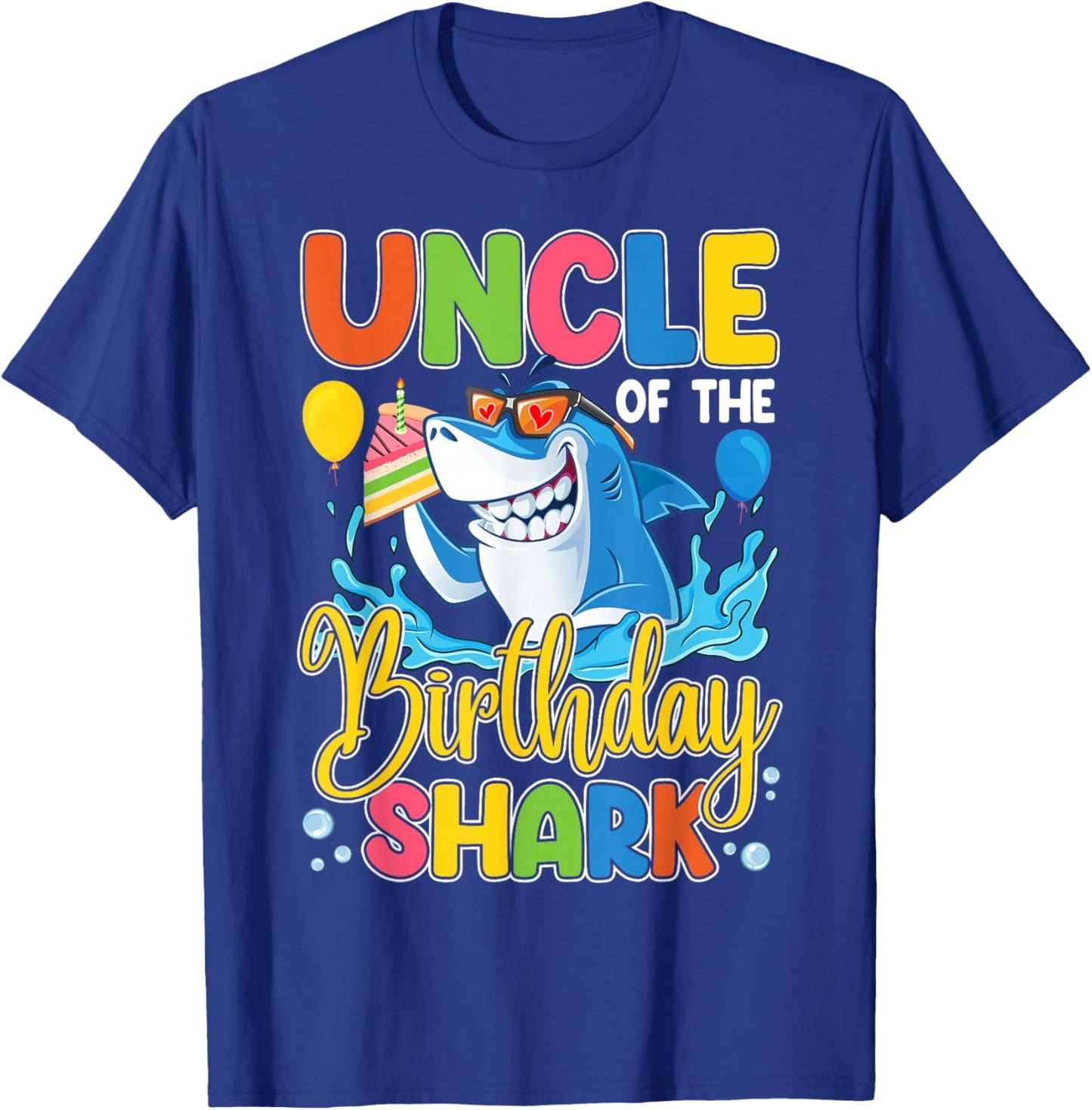 Funny Uncle Of The Shark Birthday Animal Lover Boys Girls T-Shirt - T-Shirt | Royal